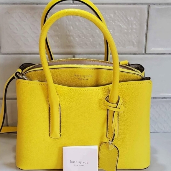 NWOT Kate Spade Eclectic Yellow Grain Leather Pxrua540 Margaux Mini Satchel - Picture 3 of 10